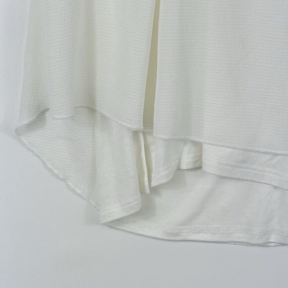 Cha Cha Vente Womens Medium Ivory Crinkle Crepe Tie Front Halter Tank Top Shirt - Picture 4 of 8